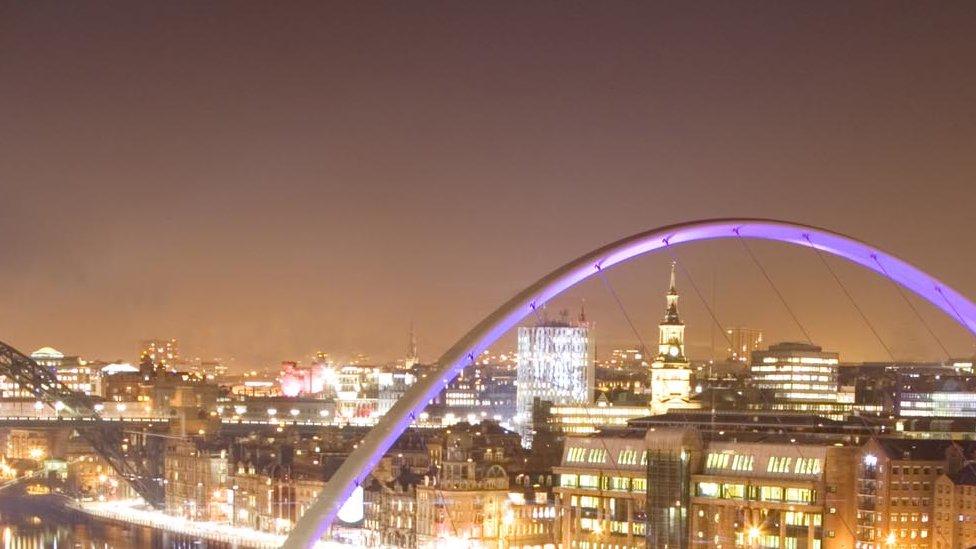 Newcastle city centre at night