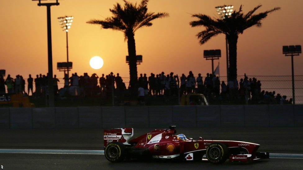 Fernando Alonso drives his car during the qualifying session ahead of the Abu Dhabi Grand Prix at the Yas Marina racetrack