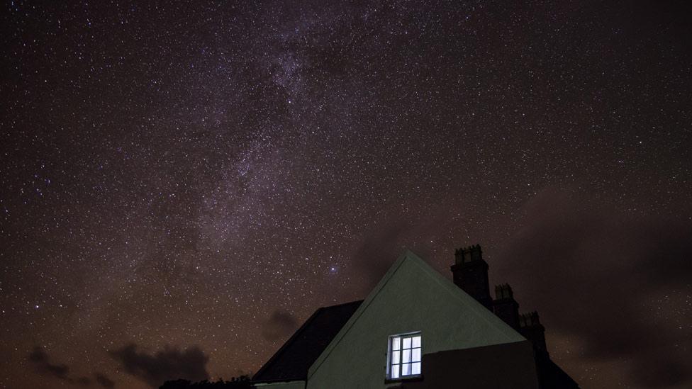 The Milky Way over the Bird Observatory on Bardsey Island