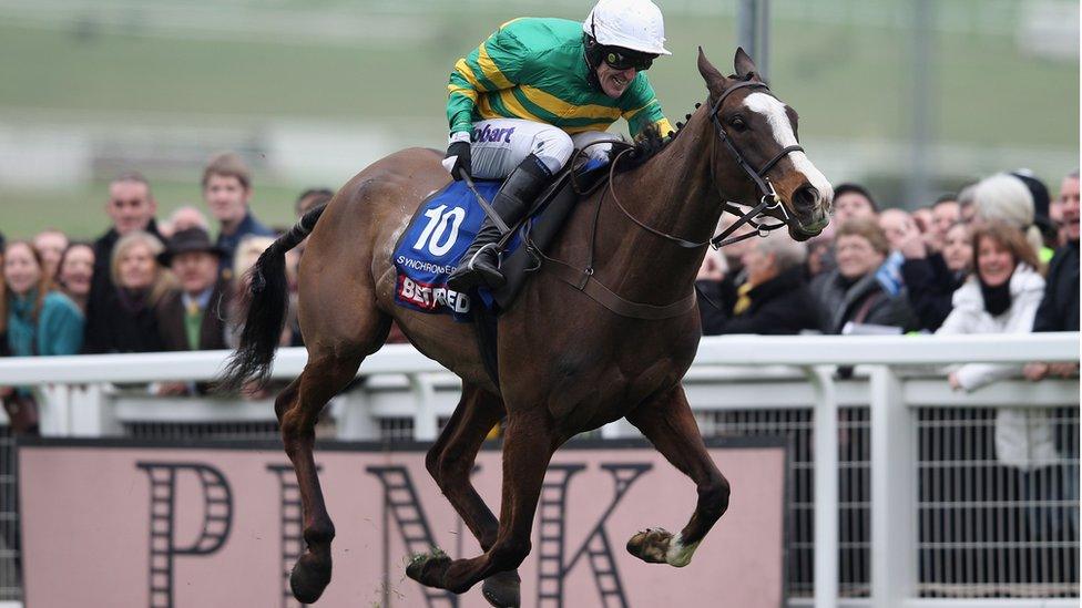 Synchronised, ridden by AP McCoy, wins the Cheltenham Gold Cup in 2012