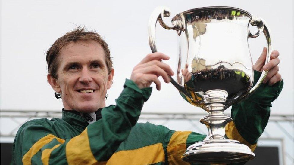 Tony McCoy celebrates his 4,000th winner