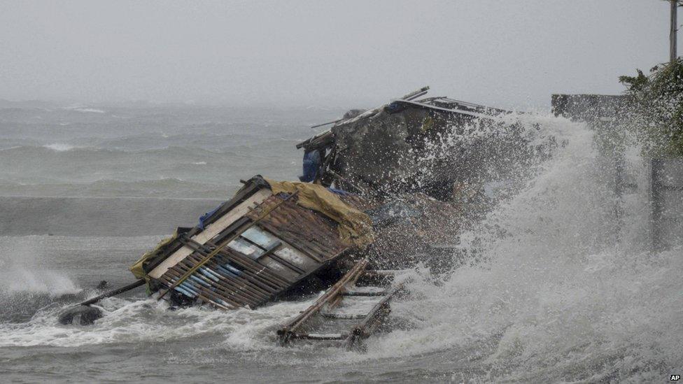 Building on coast damaged as Typhoon Haiyan strikes