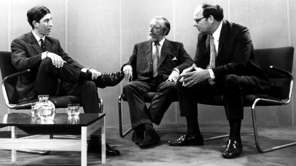 The Prince of Wales talks to the BBC's Brian Connell and Cliff Michelmore