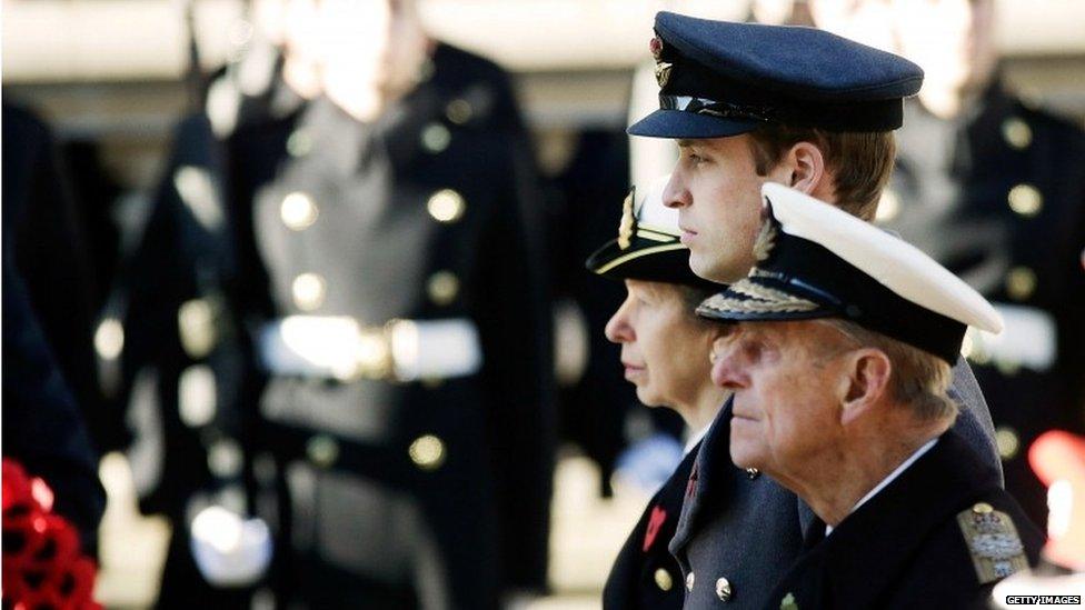 The Princess Royal, Duke of Cambridge and the Duke of Edinburgh