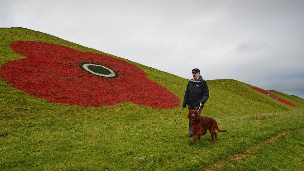 Man walking a dog