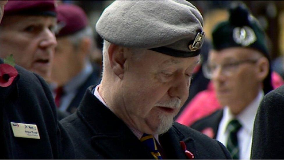 Veterans attend an Armistice Day service