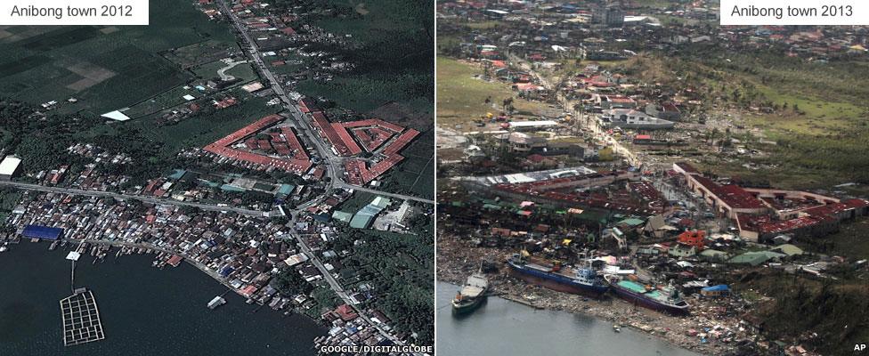 Before and after - Anibong town near Tacloban