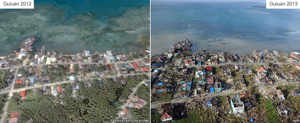 Before and after - Guiuan town