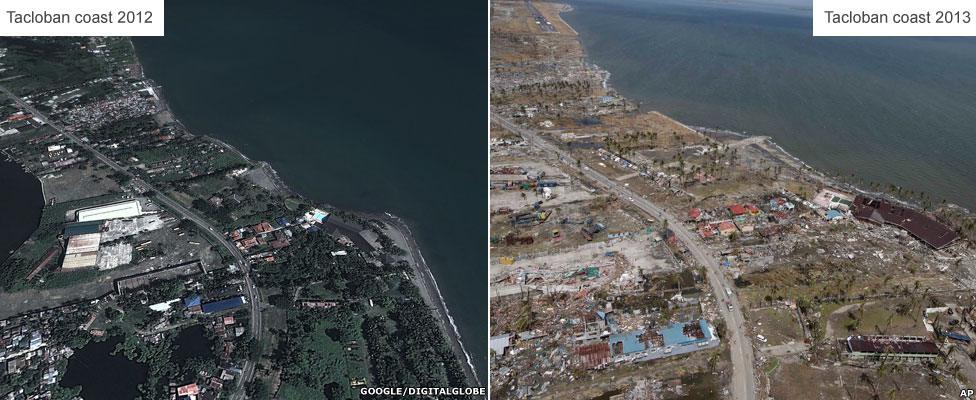 Before and after: Tacloban coast