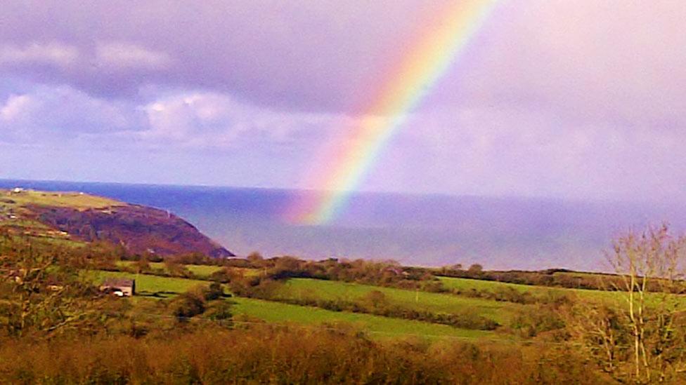 Rainbow at Tresaith Bay, Ceredigion