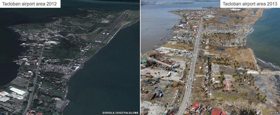 Before and after - Airport area in Tacloban