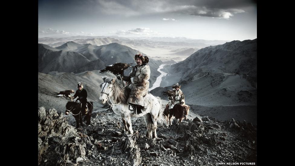 Kazakh eagle-hunters, Mongolia