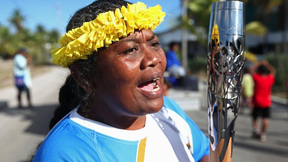 The baton travelled around the entire island of Nauru during the welcome party.