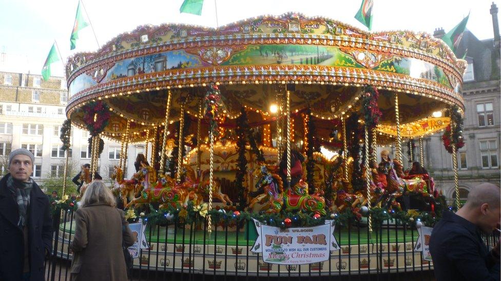 A fairground ride at the market