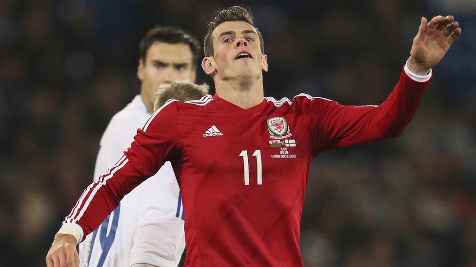 Wales' Gareth Bale reacts in frustration