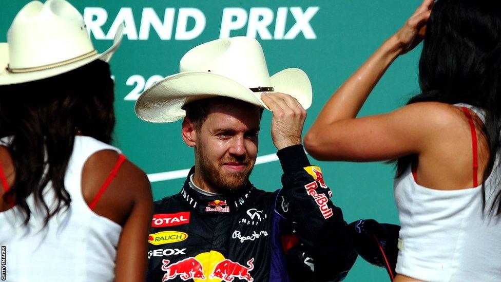 Sebastian Vettel on the podium in Austin