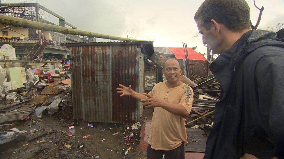 Roberto Amoroto, one of the survivors of Typhoon Haiyan in Pawing, Leyte, Philippines