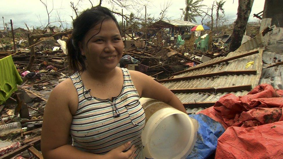 Jennica Ekay, a survivor in Pawing, devastated by Typhoon Haiyan, in Leyte, central Philippines