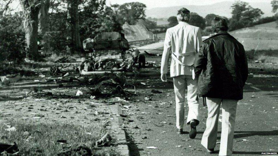 Wreckage on a country road after the attack.