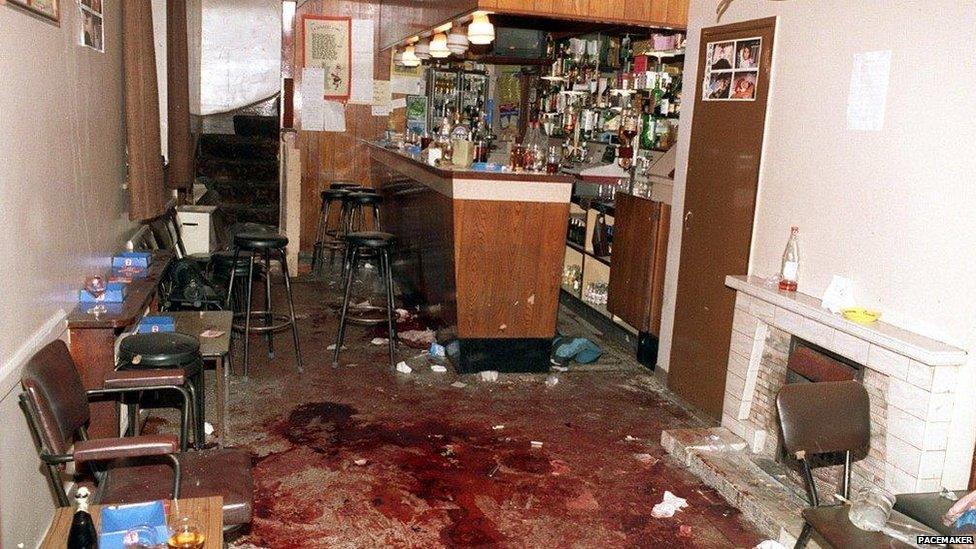 The bloodied floor of the Heights Bar