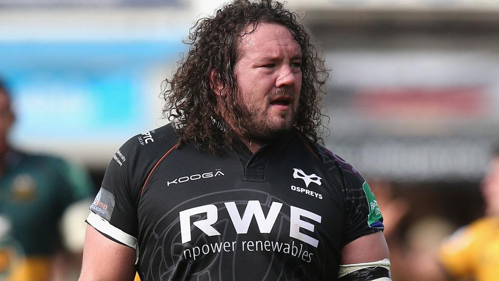 Adam Jones playing for the Ospreys