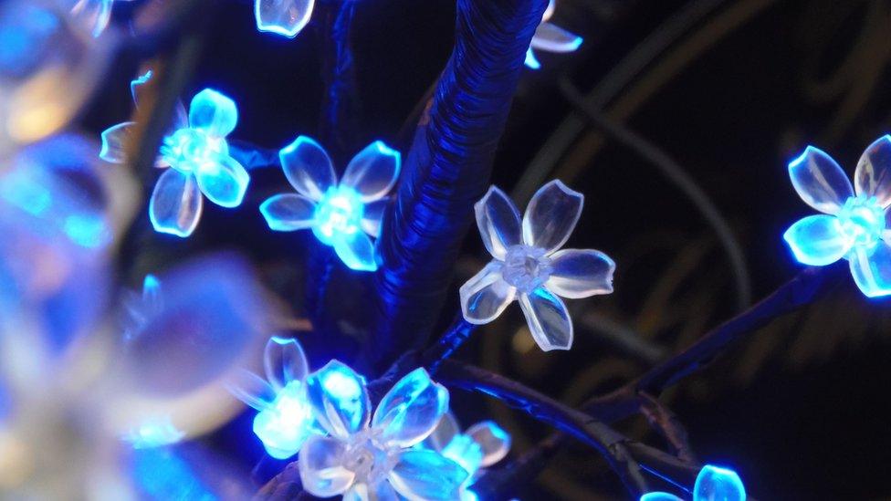 Lights in the shape of flowers