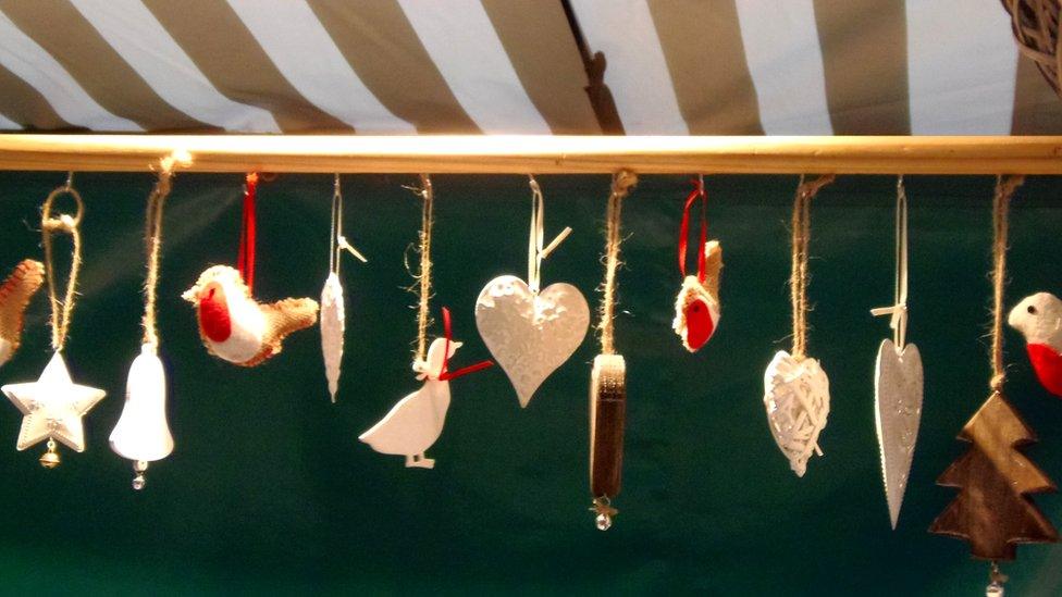 Bird, heart and bell decorations