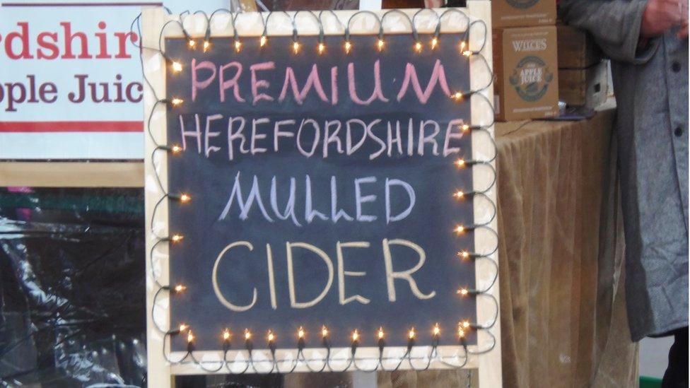 Blackboard advertising cider