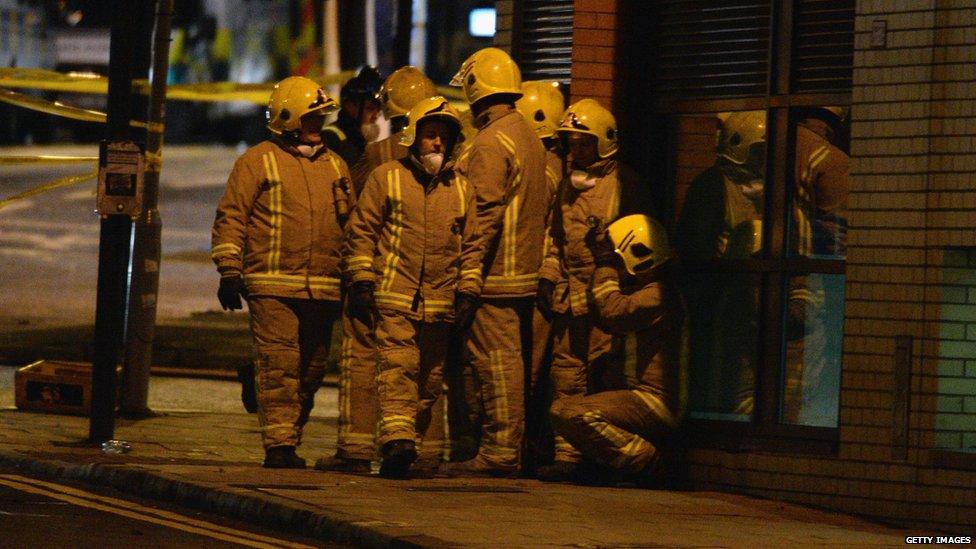 Rescue workers at scene of Glasgow crash