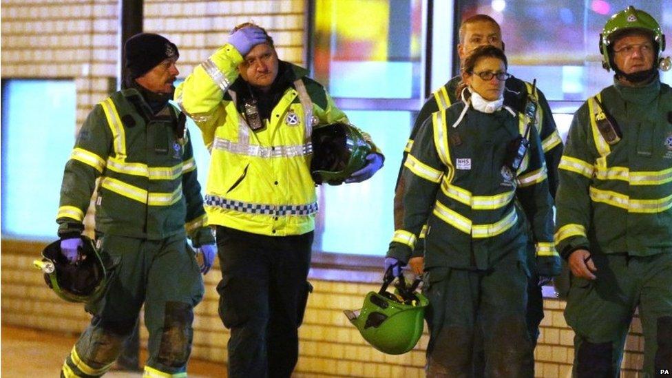 Ambulance crews at Glasgow pub helicopter crash