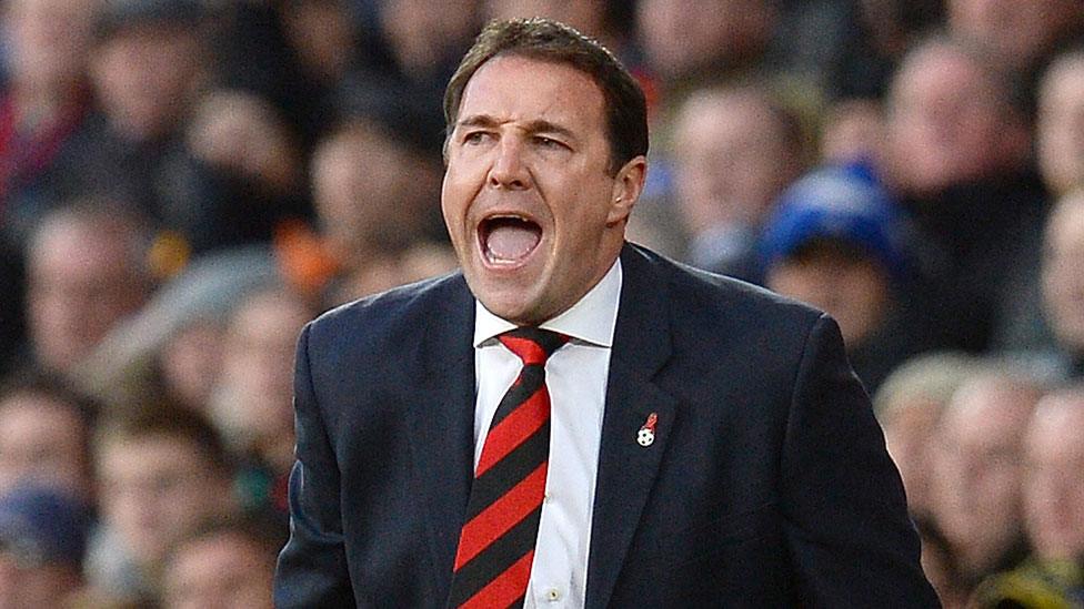 Cardiff manager Malky Mackay shouts at his players