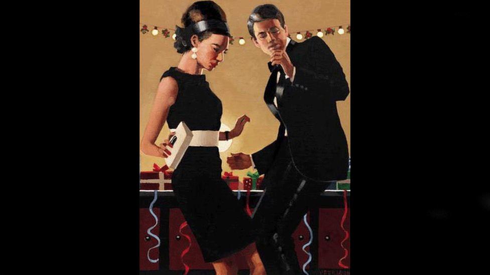 A painting of a couple dancing by Jack Vettriano