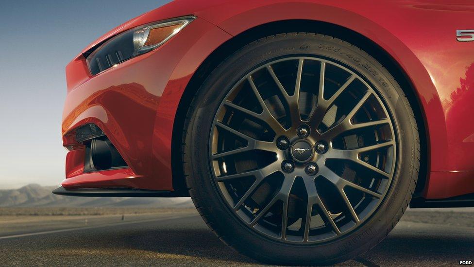 New Ford Mustang GT tyre close up