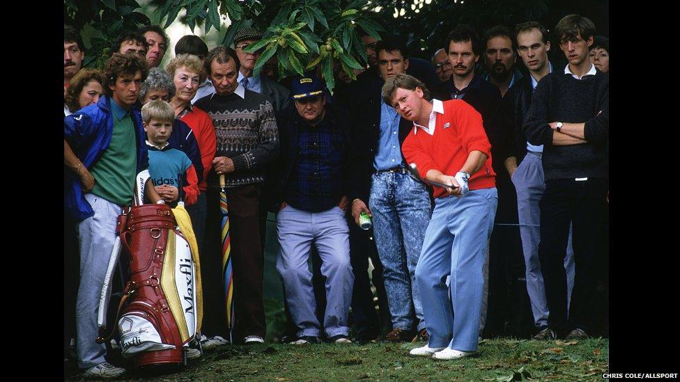 Ian Woosnam plays out of the woods