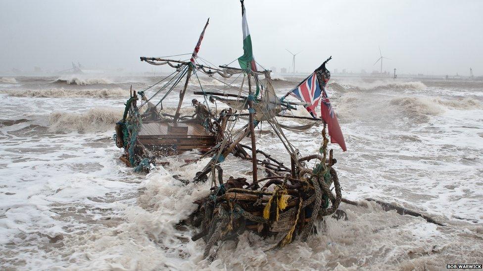 Black Pearl pirate ship enveloped by the sea