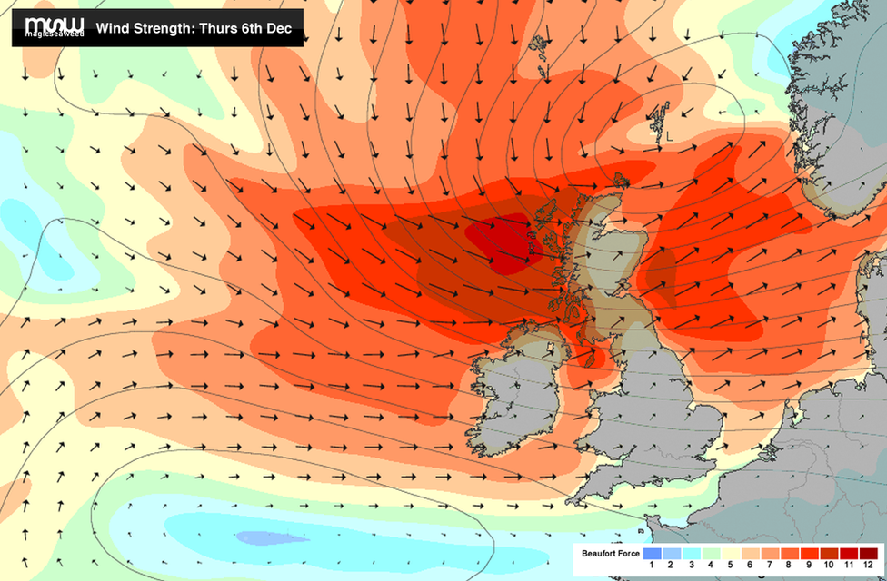 Wind strength on Thursday