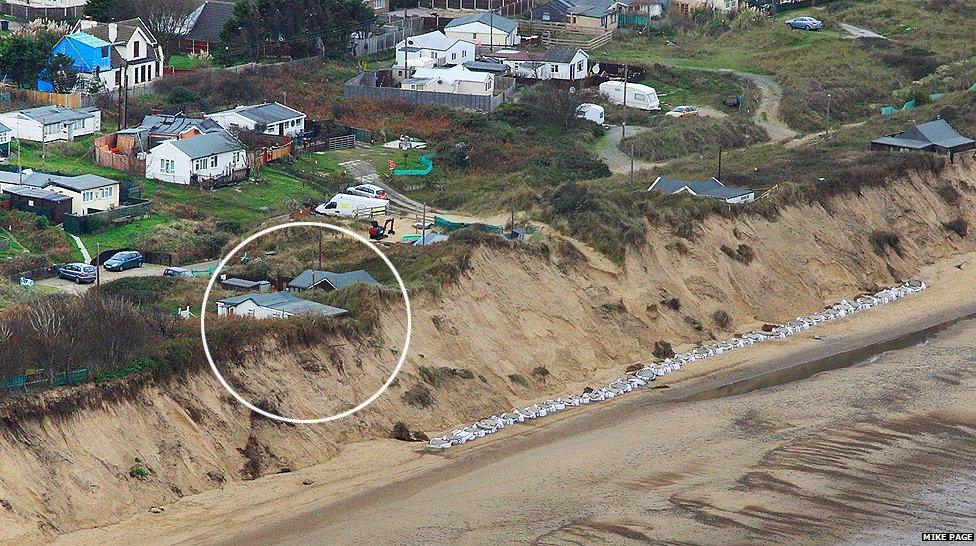 Ariel view of the cliff at Hemsby before the tidal flood