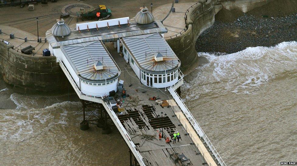 Powerful seas 'blew' floorboards away from Cromer Pier