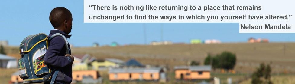 Child in Qunu and quote from Nelson Mandela