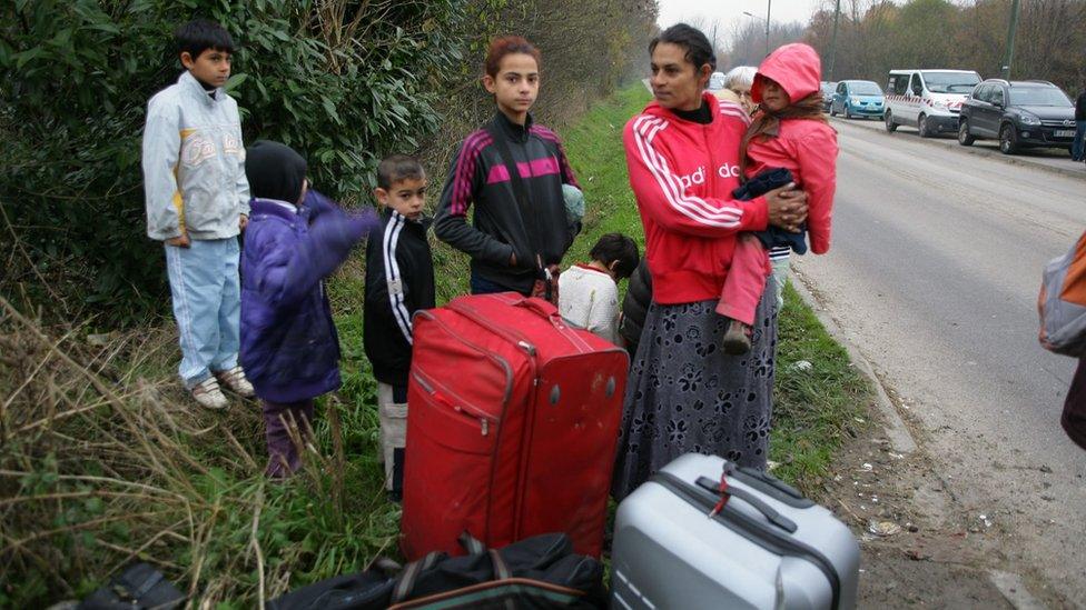 Roma evicted from an illegal camp in Champs-sur-Marne