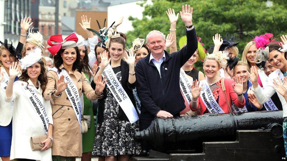 Deputy First Minister Martin McGuinness said it was "the start of a momentous week for the city, the north west, and for everyone in Ireland". Mr McGuinness is pictured here with The Roses as part of the International Rose of Tralee Tour which visited Derry as part of the Fleadh.