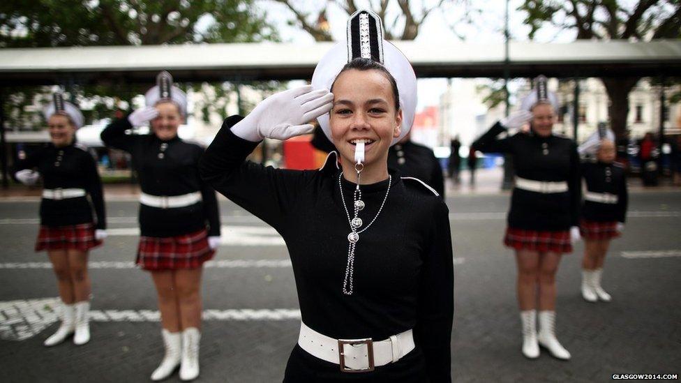 The Balclutha Junior Marching Team perform during the St. Andrew's Day celebrations held in Dunedin, New Zealand.