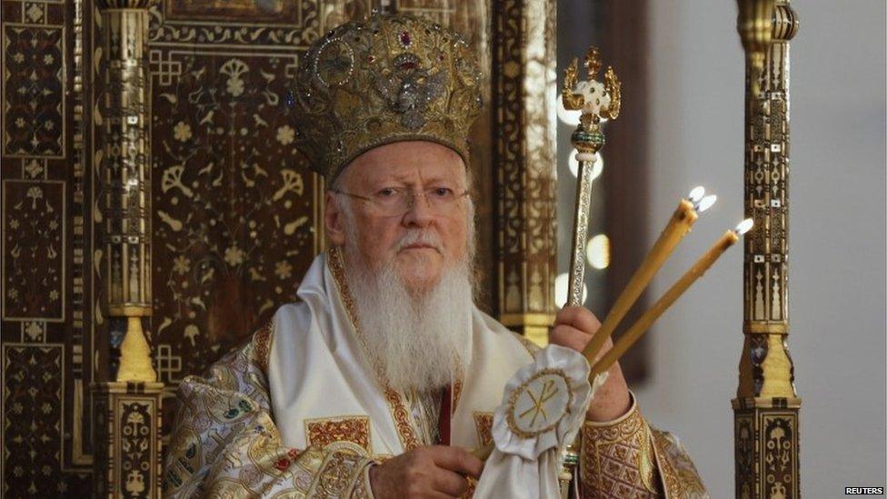 Ecumenical Orthodox Patriarch Bartholomew I at the Cathedral of St George in Istanbul on 25 December, 2013