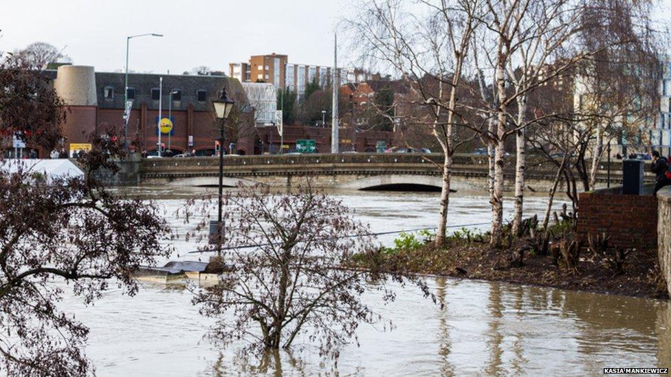 Flooding on River Medway in Maidstone, Kent