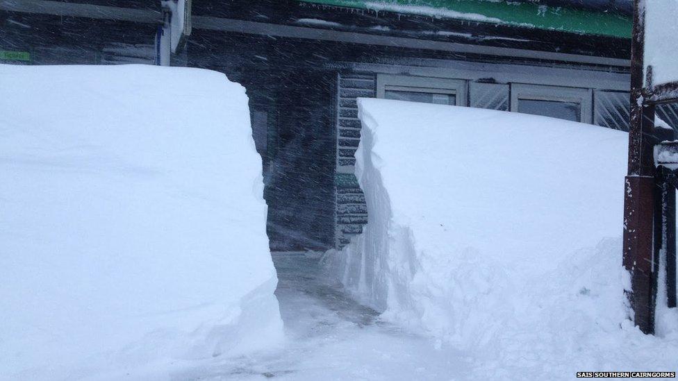 Snow drifts at Glenshee Ski Centre