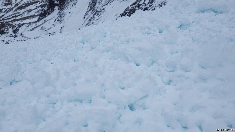 Avalanche debris on Ben Nevis