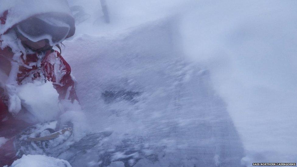 Snow storm in Northern Cairngorms