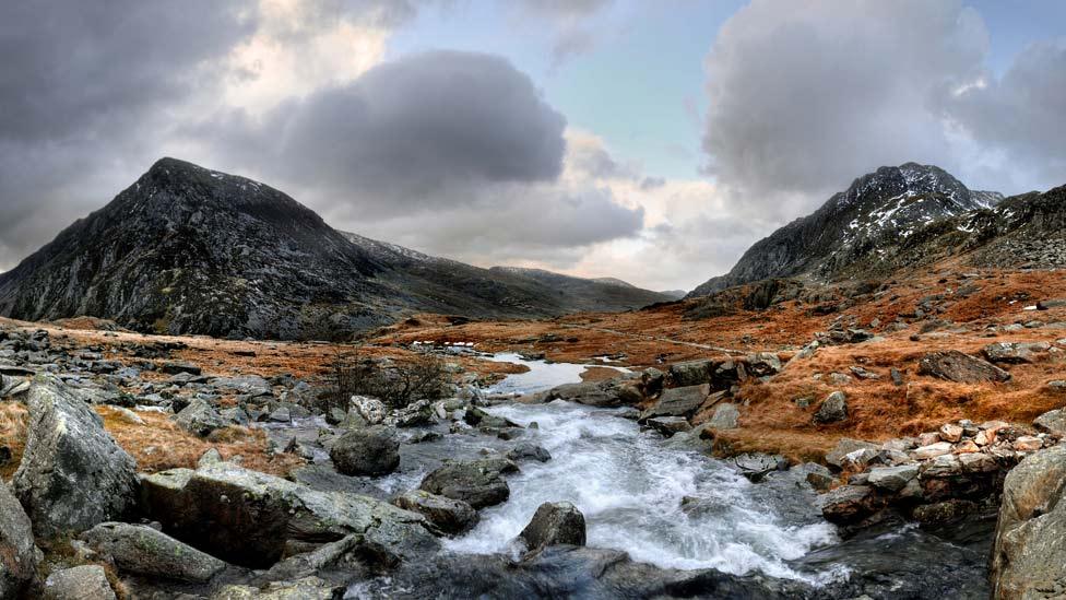 The River Idwal running towards Pen yr Ole Wen, in Snowdonia