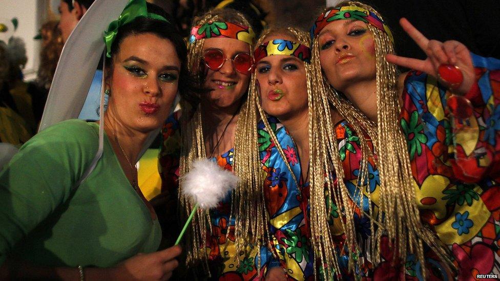 Revellers take part in new year celebrations in Coin, near the southern Spanish town of Malaga