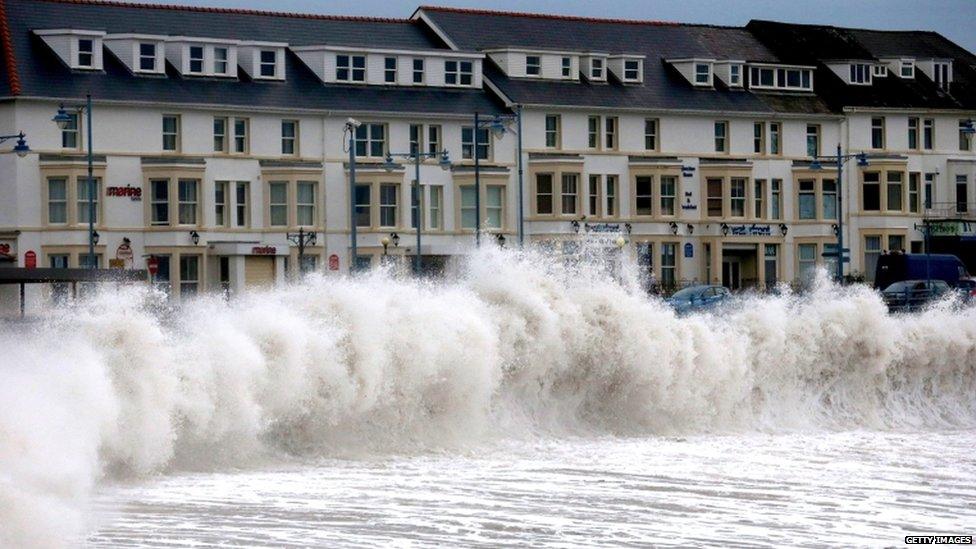 Waves battering the coast